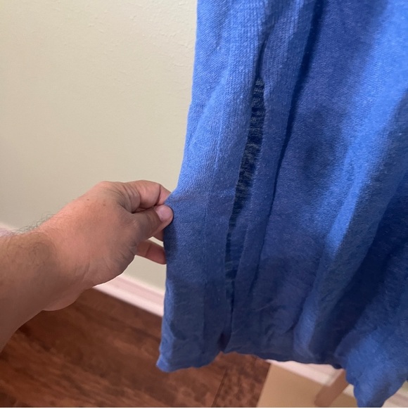 J Jill Linen dress v-neck long sleeve Cornflower Blue Large - Picture 4 of 9